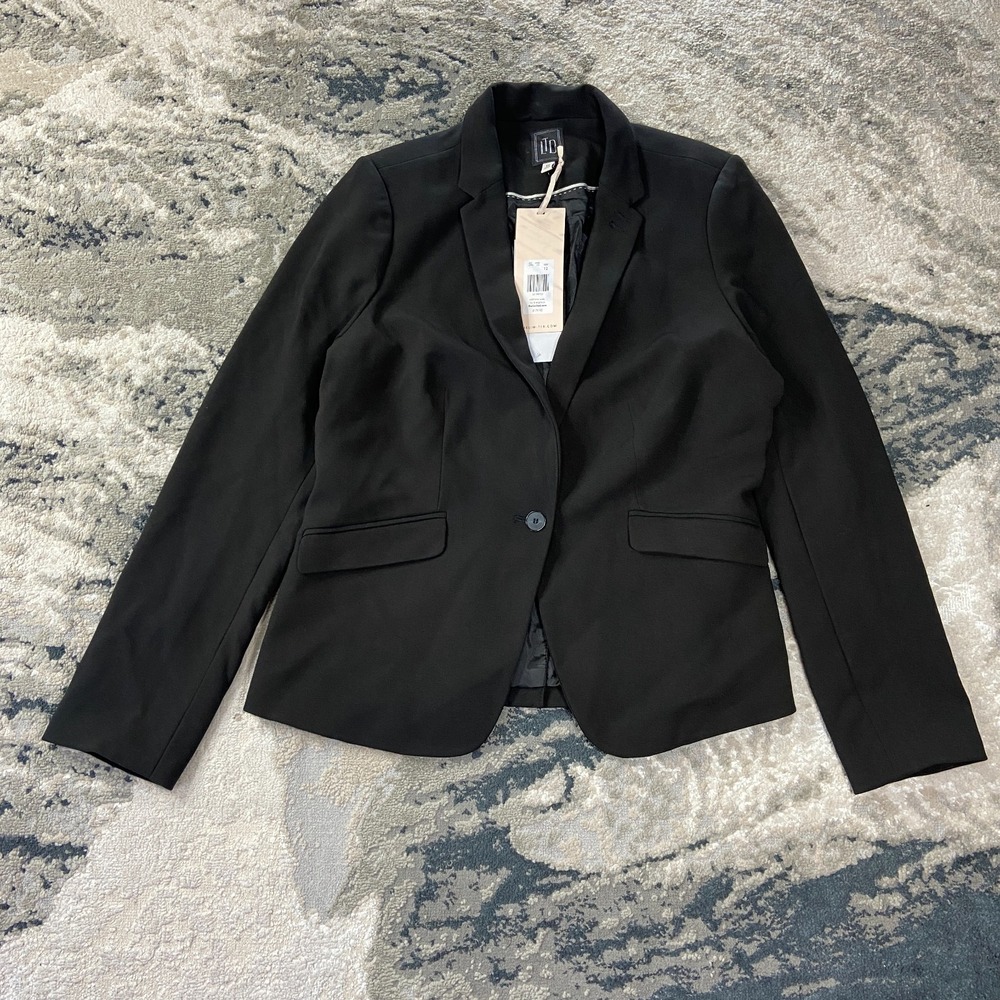 LTD Blazer‎ Jacket Womens 12 Black Stretch Single Breasted Lined Formal Business